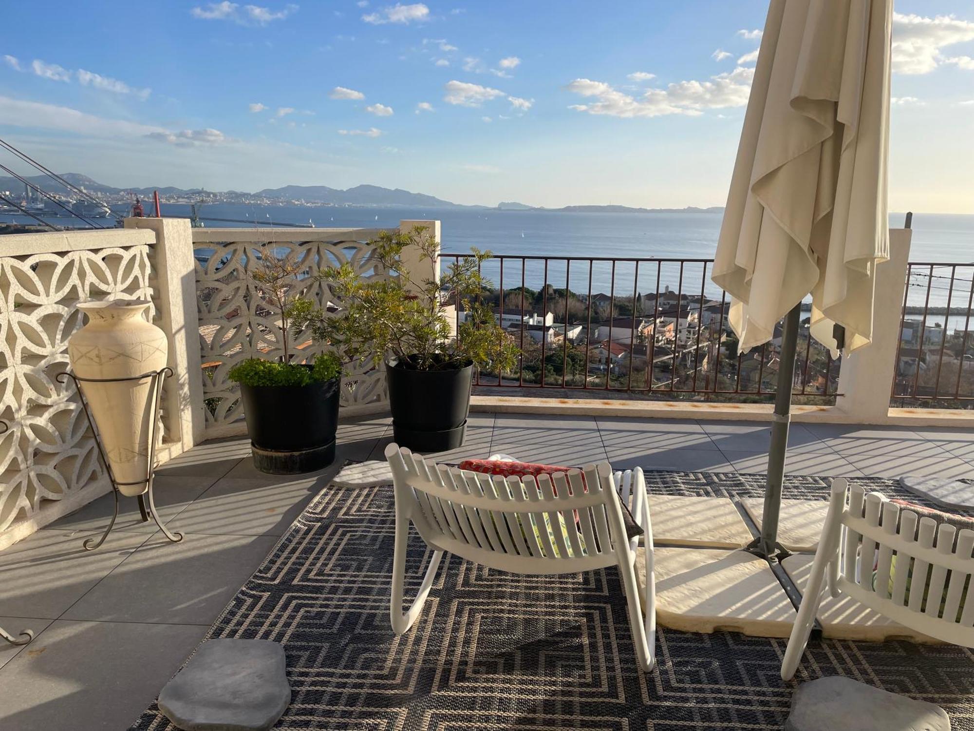 מרסיי Superbe Terrasse Avec Vue Panoramique Sur La Mer מראה חיצוני תמונה