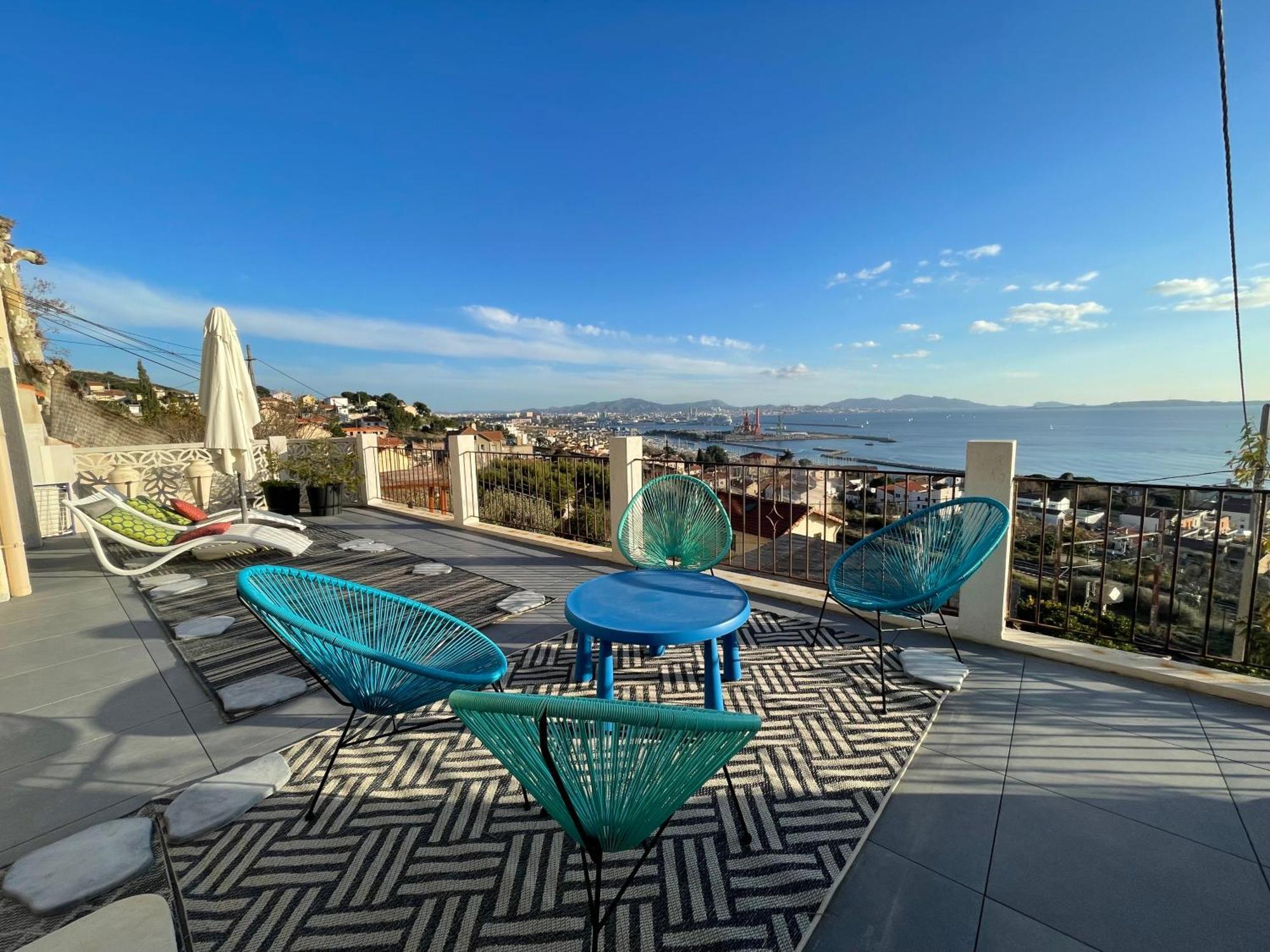 מרסיי Superbe Terrasse Avec Vue Panoramique Sur La Mer מראה חיצוני תמונה