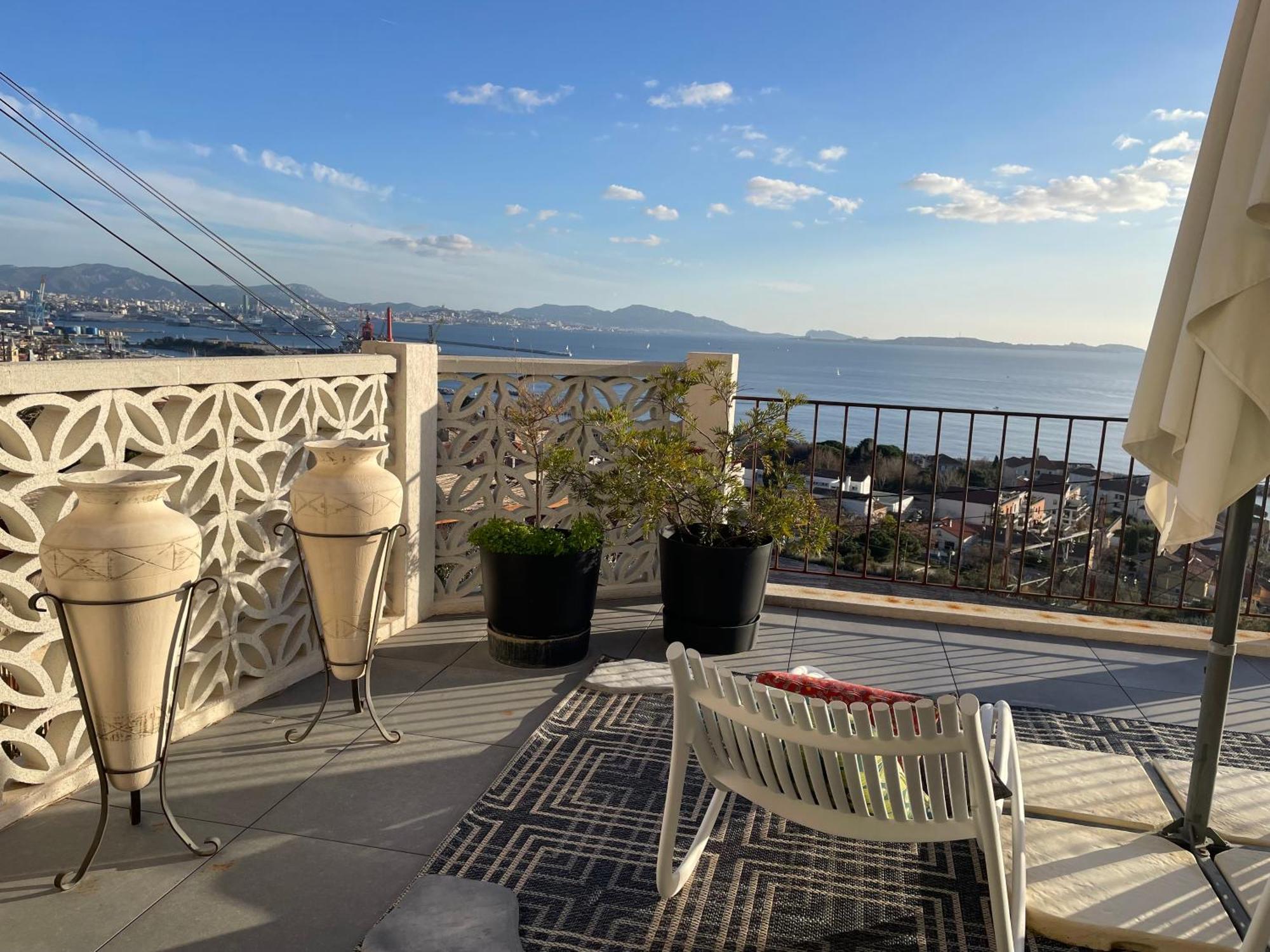 מרסיי Superbe Terrasse Avec Vue Panoramique Sur La Mer מראה חיצוני תמונה